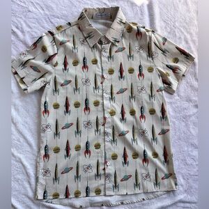 MISSLOOK Rocket and Planet Print Men's Shirt